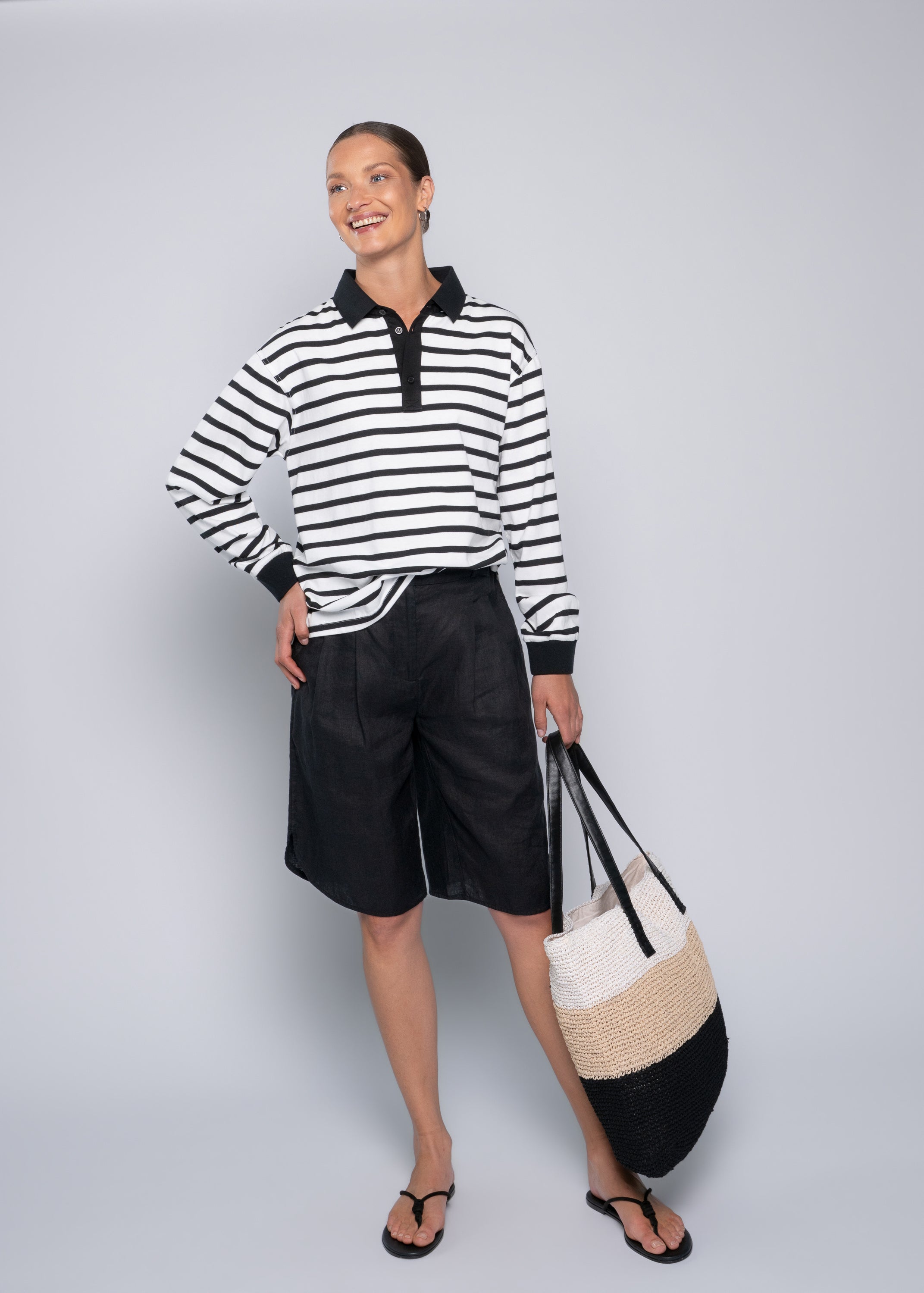 Close to my heart London bermuda linshorts dame Shorts woven Black