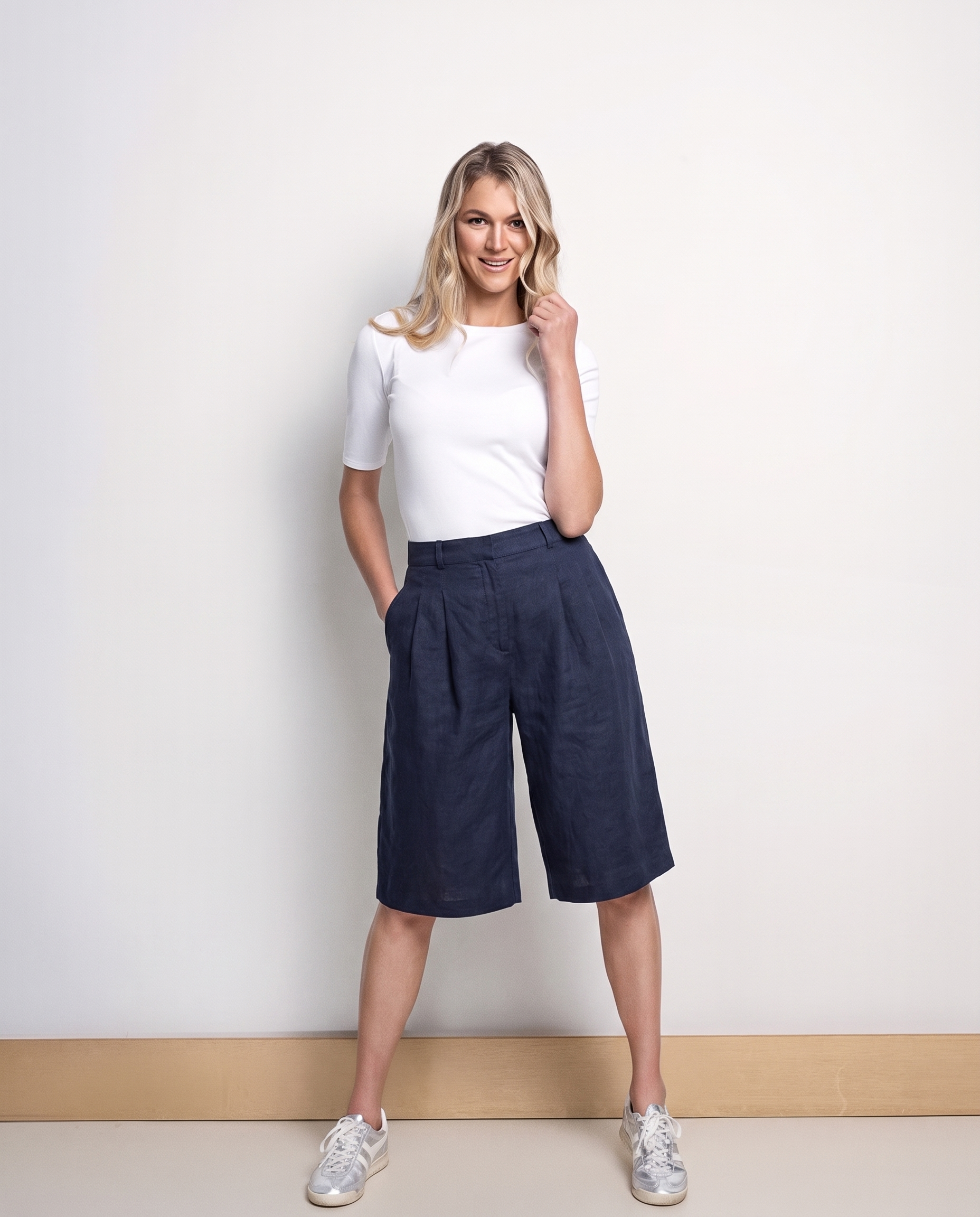 Close to my heart London bermuda linshorts dame Shorts woven Navy