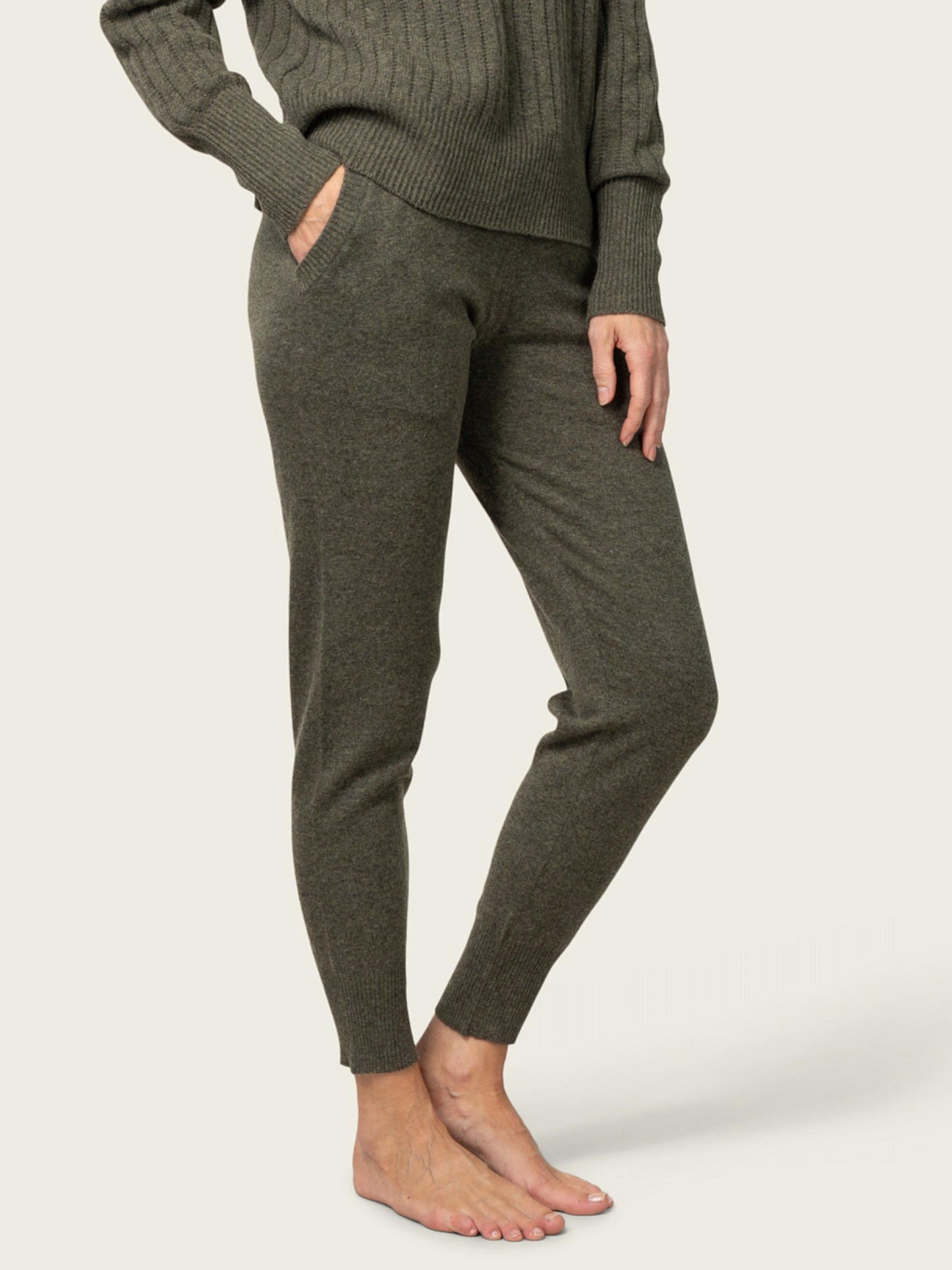 Close to my heart Luca merino cashmere pants knit pant Army