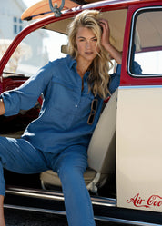 Close to my heart Lucien lin bukse Pants woven Washed Blue