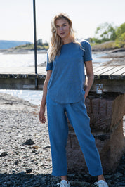 Close to my heart Lucien lin bukse Pants woven Washed Blue