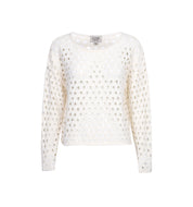 Close to my heart Lucky bomullsgenser dame Sweater knitted Soft White
