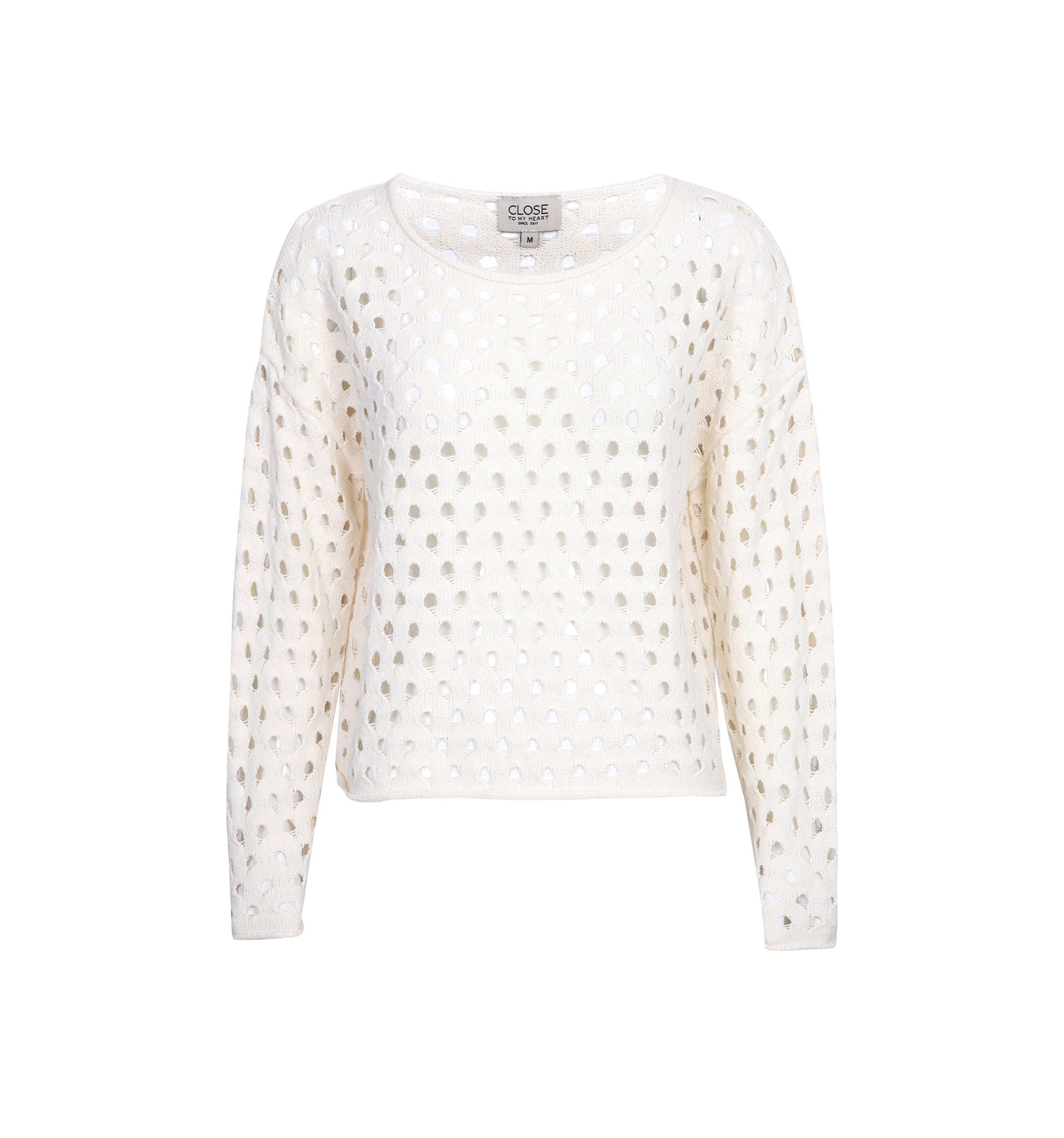 Close to my heart Lucky bomullsgenser dame Sweater knitted Soft White