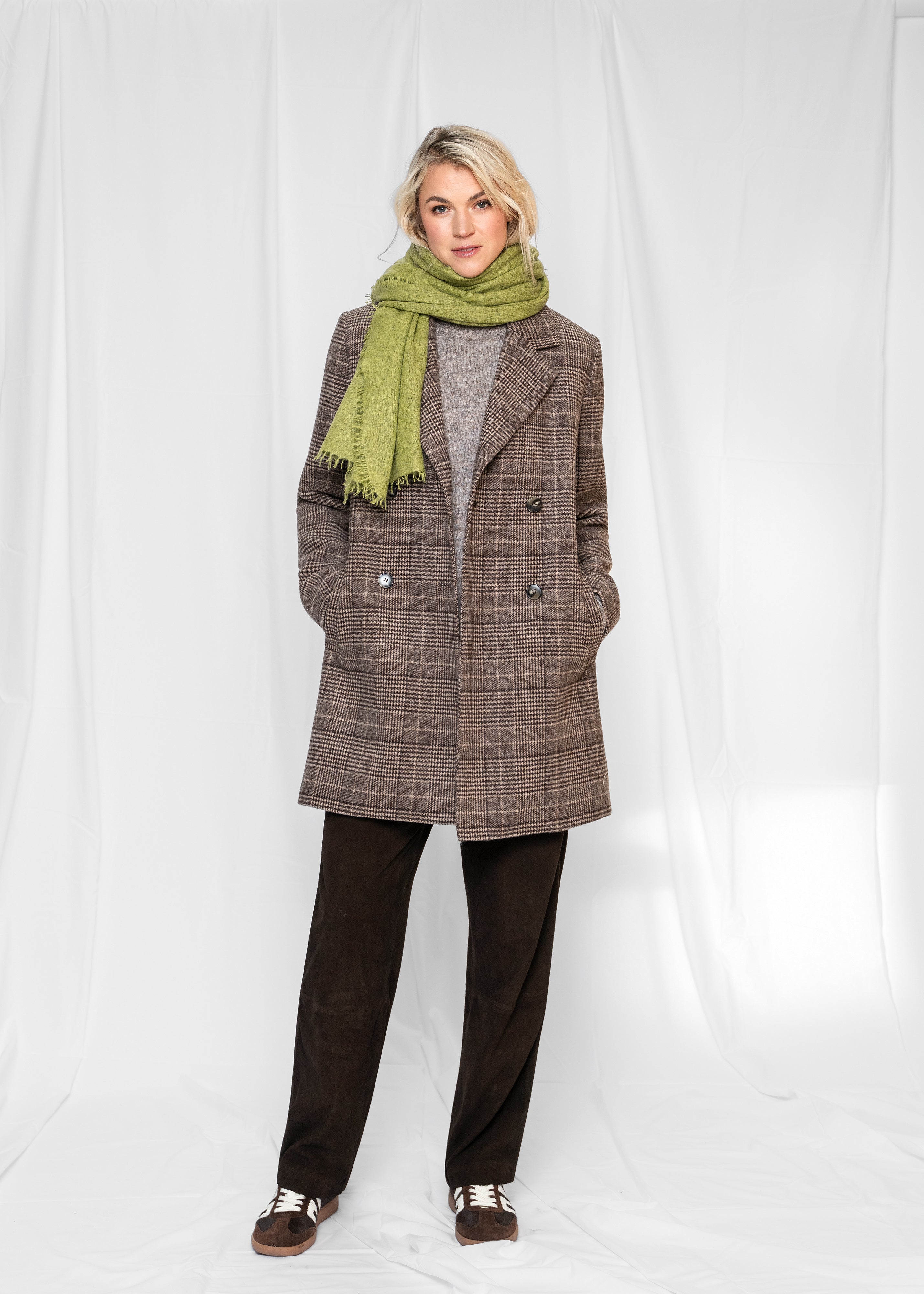 Close to my heart Madison rutet ull kåpe Coat Brown Check