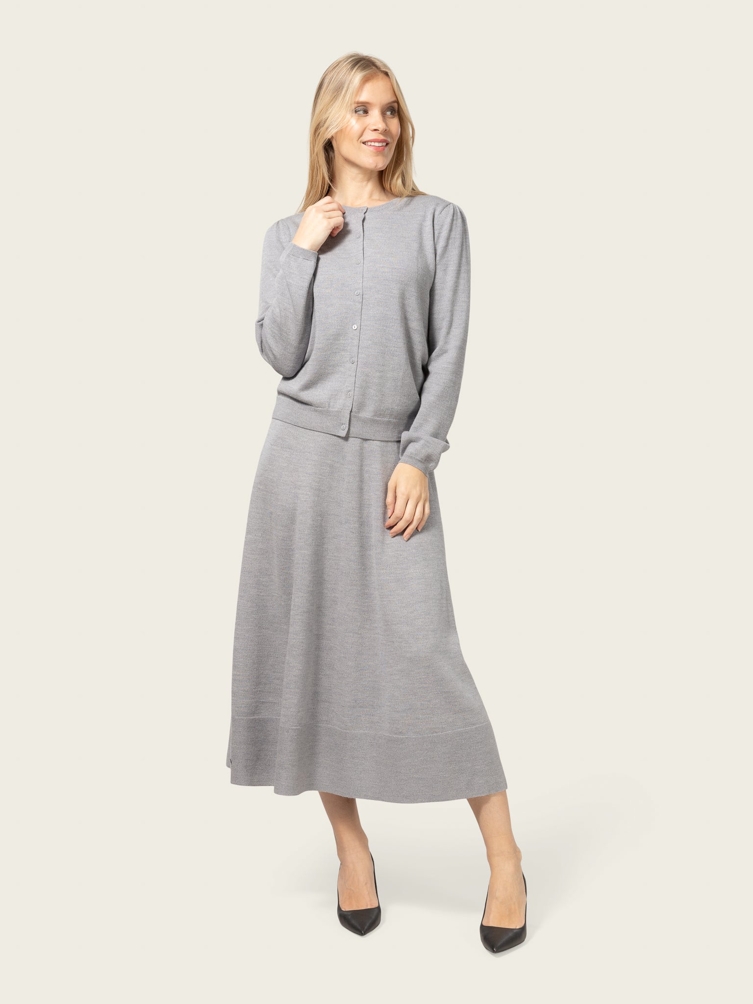Close to my heart Michela merino cardigan Cardigan basic Grey Melange