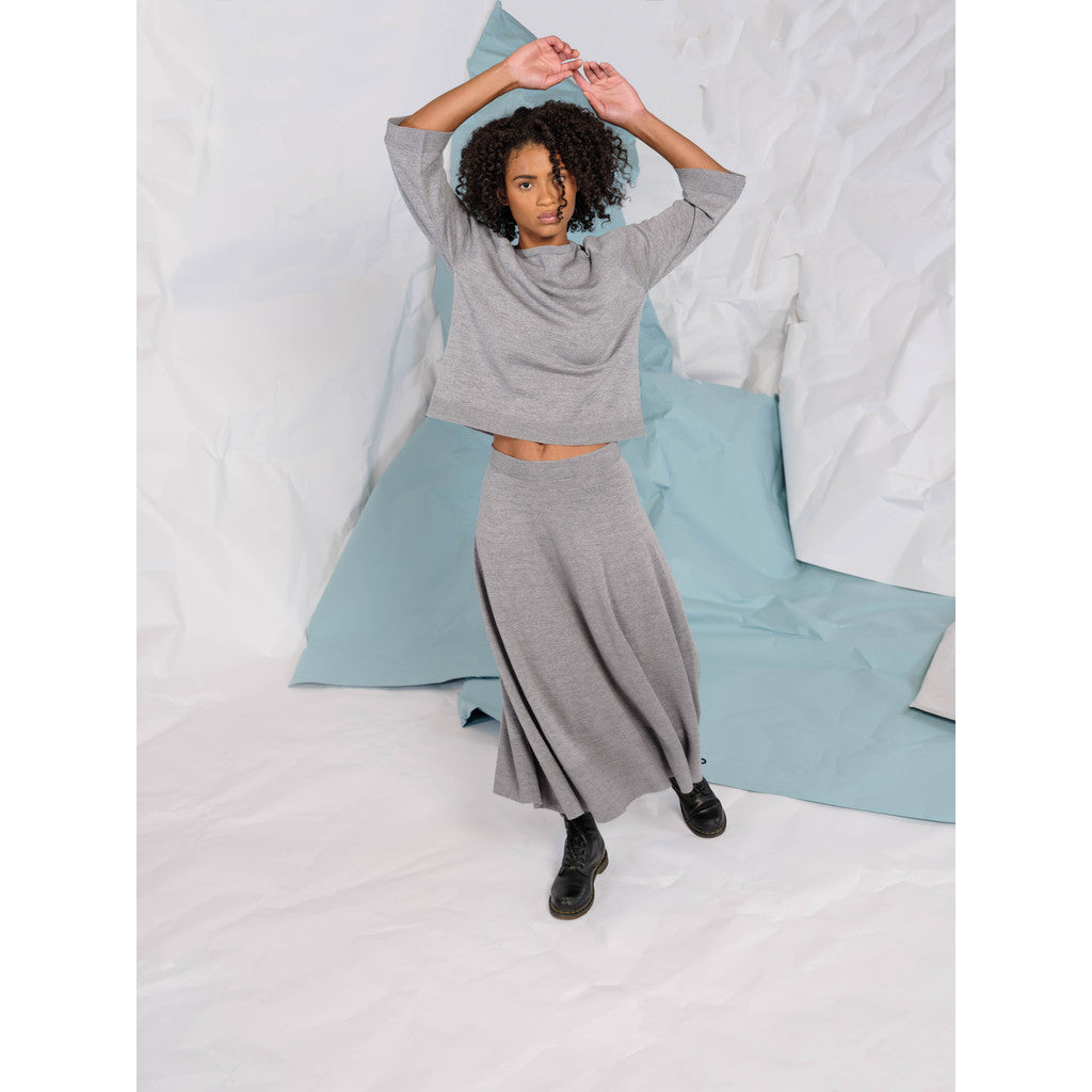 Close to my heart Mirabella merino skirt Skirt knitted Grey Melange