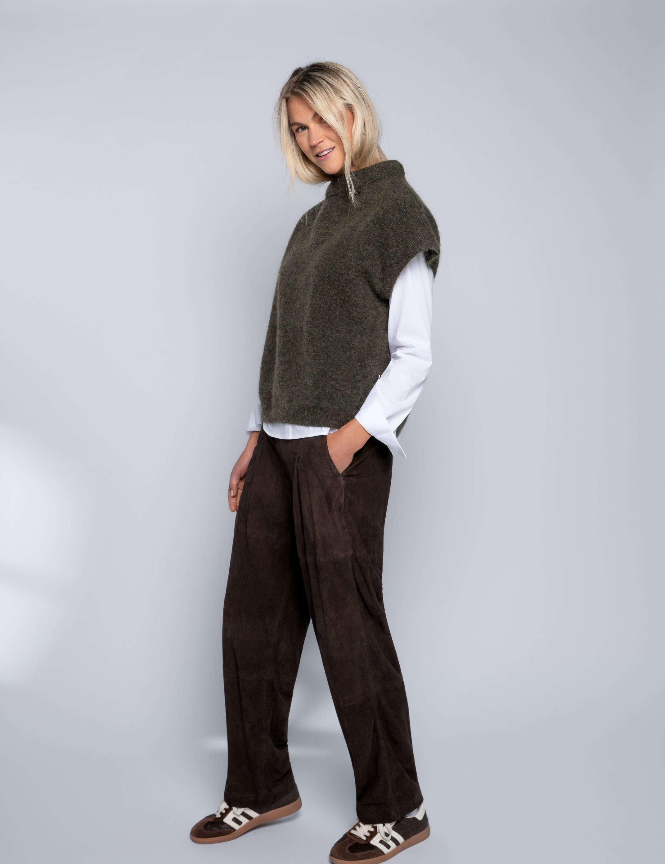 Close to my heart Nemi mohair vest waistcoat Army