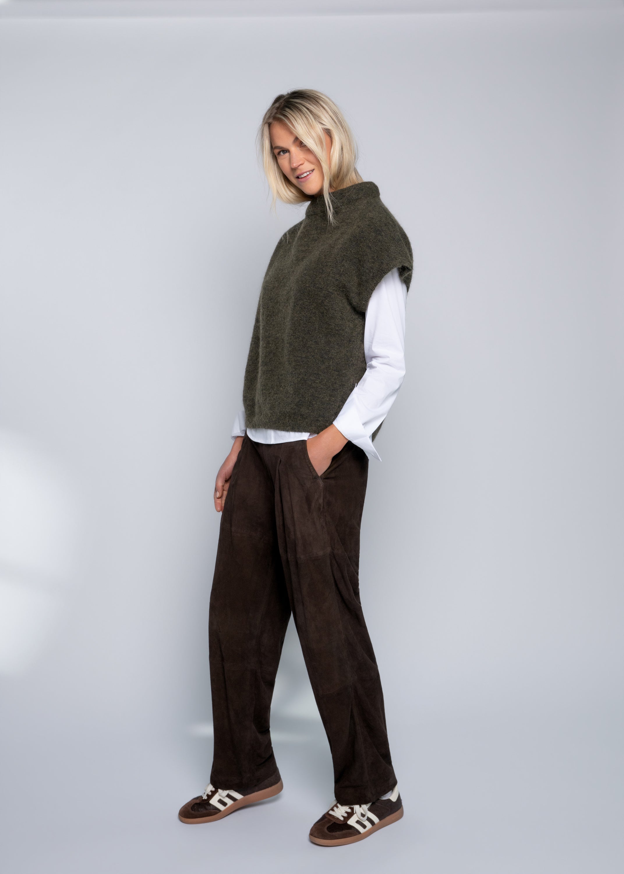 Close to my heart Nemi mohair vest waistcoat Army
