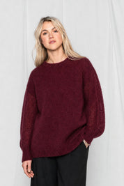 Close to my heart Nikita kid mohair genser Sweater knitted Burgundy Red