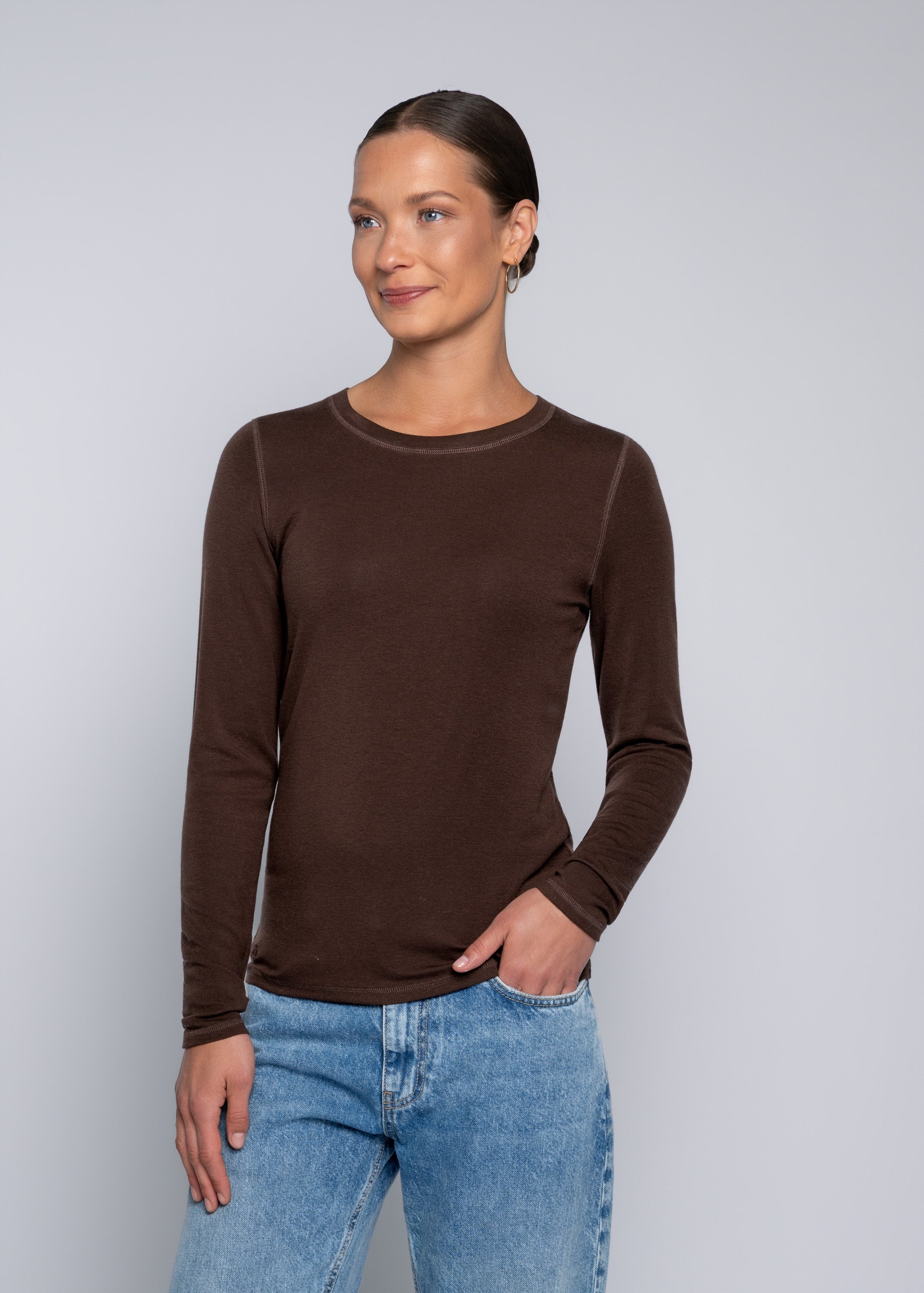 Close to my heart North langermet ull genser T-shirt L/S Chocolate