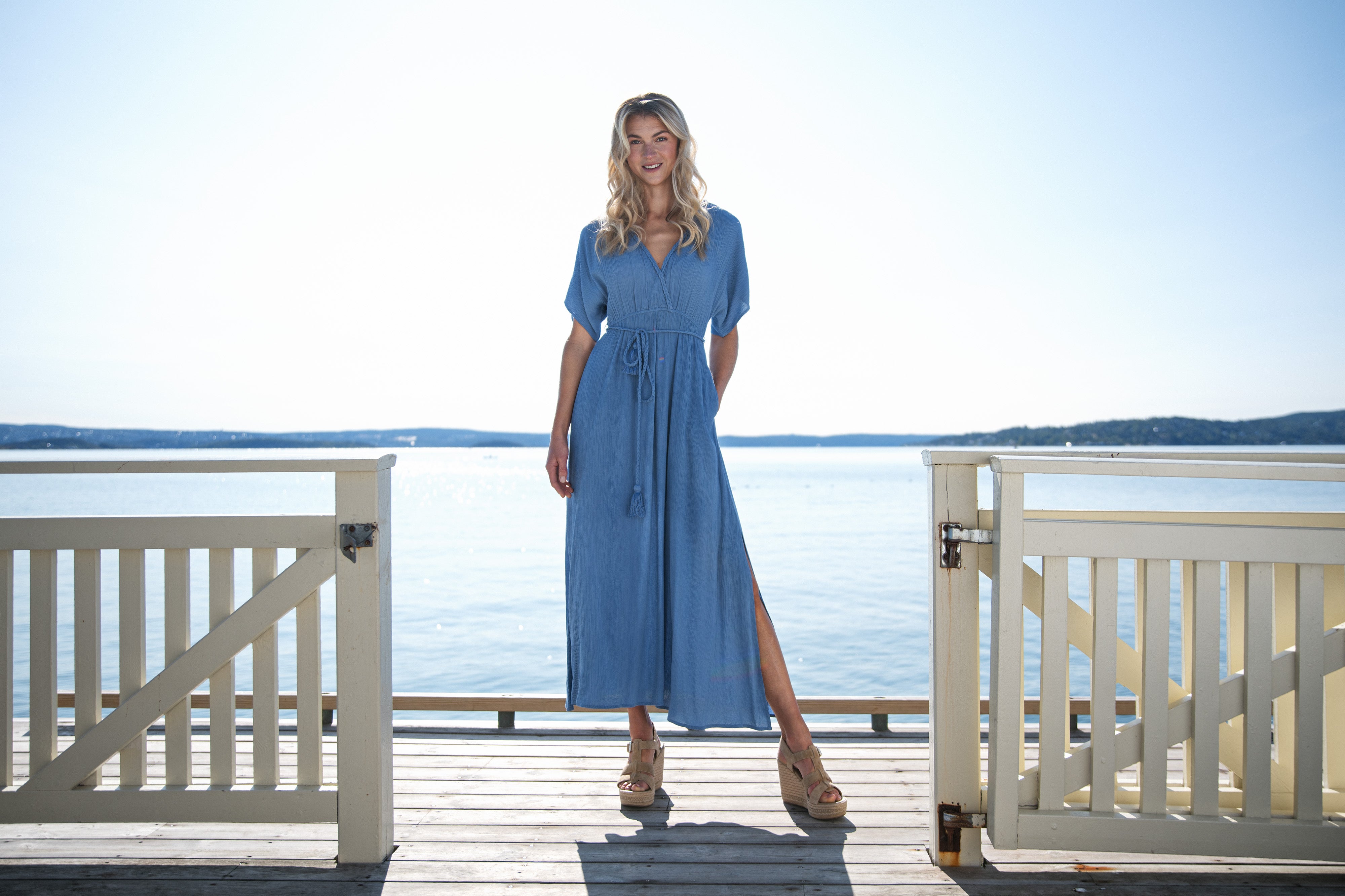 Close to my heart Ocean viscose kjole Dress woven Washed Blue