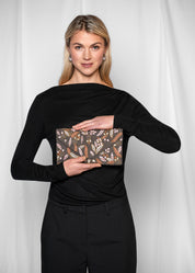 Close to my heart Pearl beaded clutch Handbag Cognac Gun