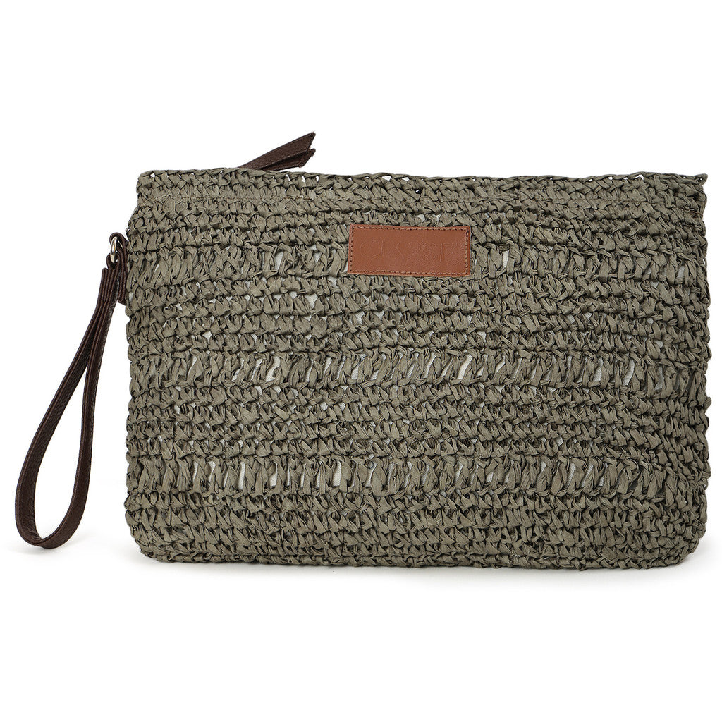 Close to my heart Raffia pouch veske Bag Khaki Green