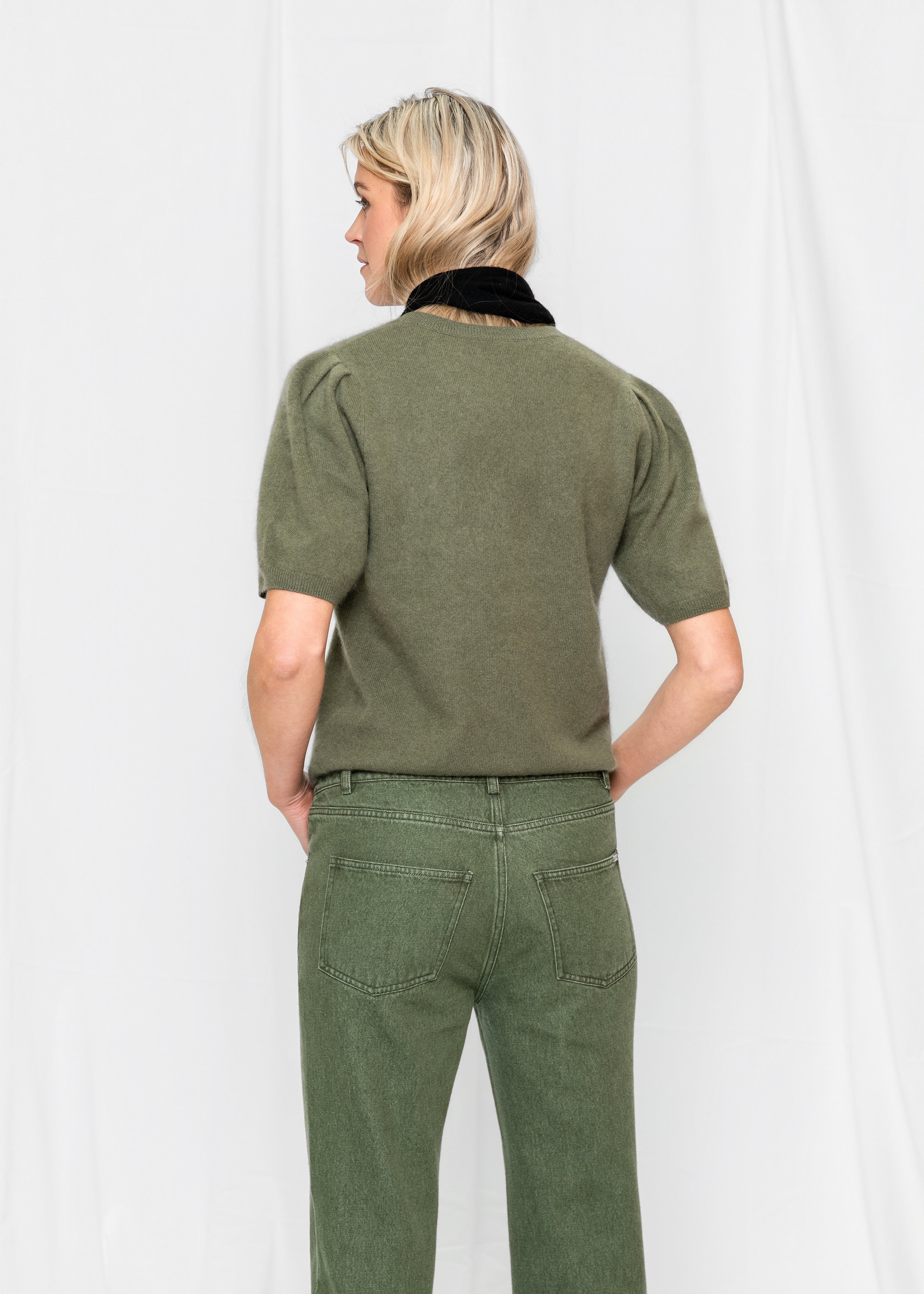 Close to my heart Rikke ull genser kort erm Sweater S/S Moss Green