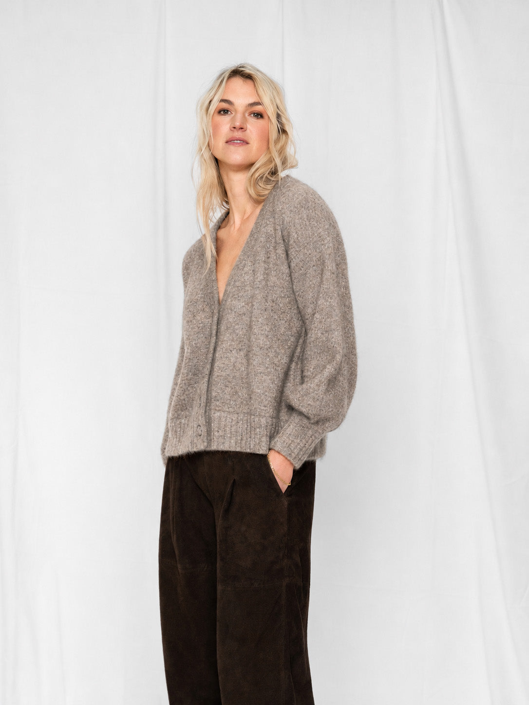 Close to my heart Sally kid mohair cardigan Cardigan Sepia