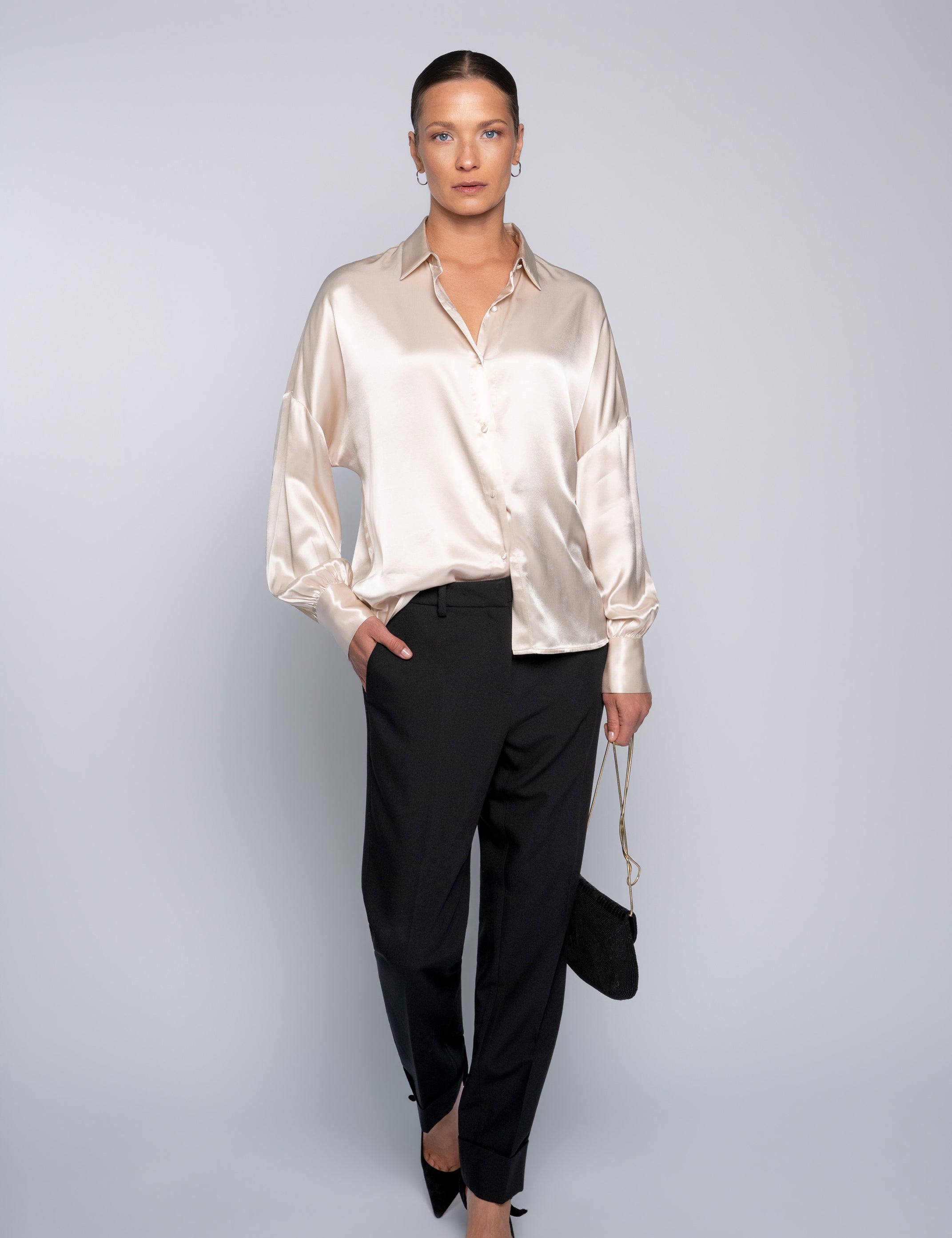 Close to my heart Serena satin bluse Blouse Champagne