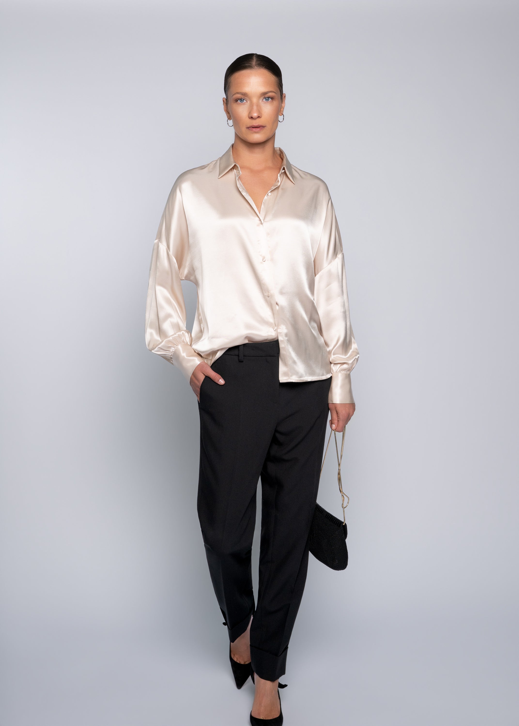 Close to my heart Serena satin bluse Blouse Champagne