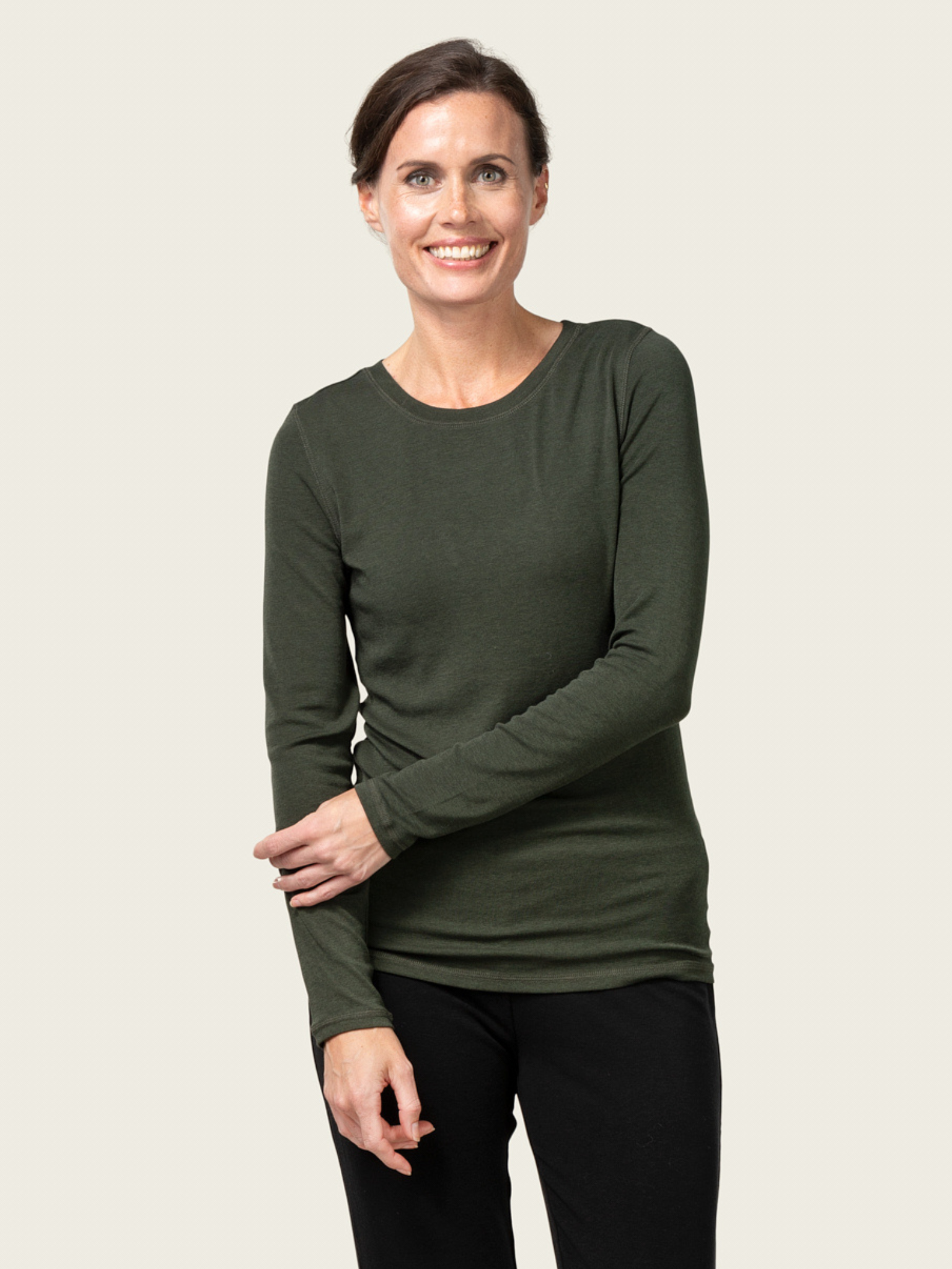Close to my heart Tesla tencel wool top knitted top Army