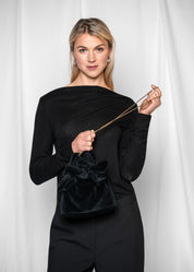 Close to my heart Velvet bow purse Handbag Black