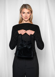 Close to my heart Velvet bow purse Handbag Black