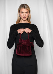 Close to my heart Velvet bow purse Handbag Burgundy Red