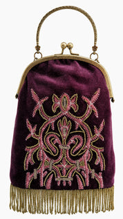 Close to my heart Vintage perle brodert veske Handbag Burgundy