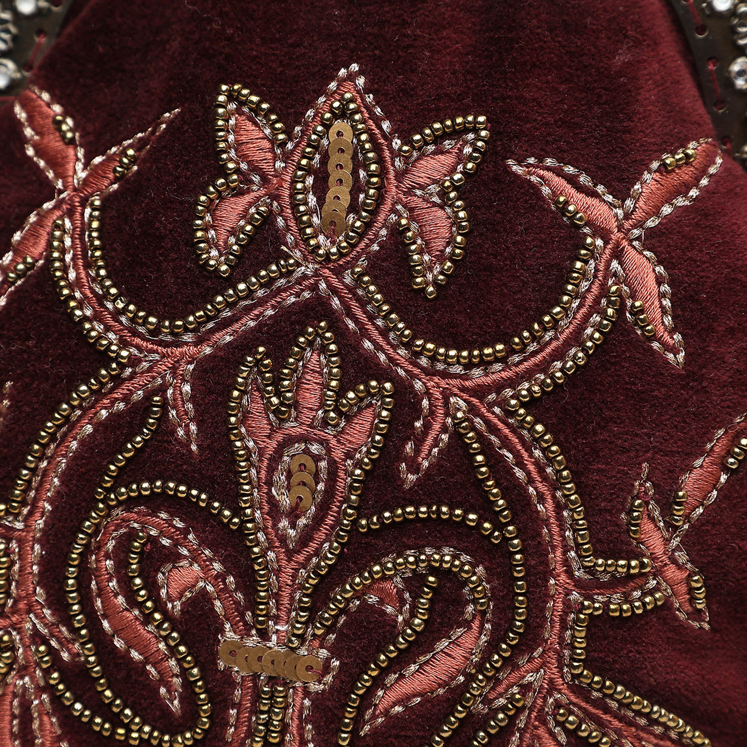 Close to my heart Vintage perle brodert veske Handbag Burgundy