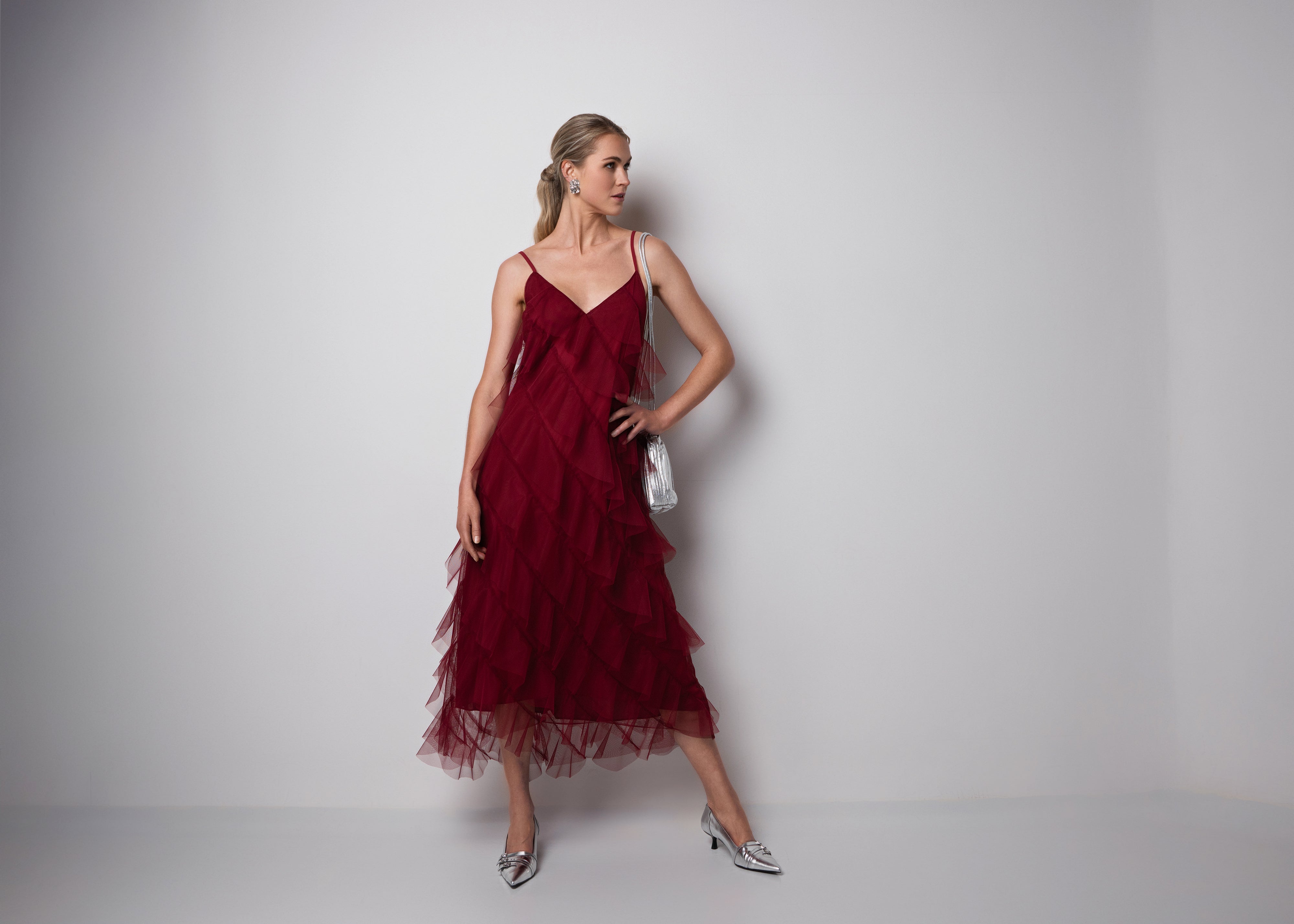 Close to my heart Vivian magisk tyll kjole Dress woven Garnet Red